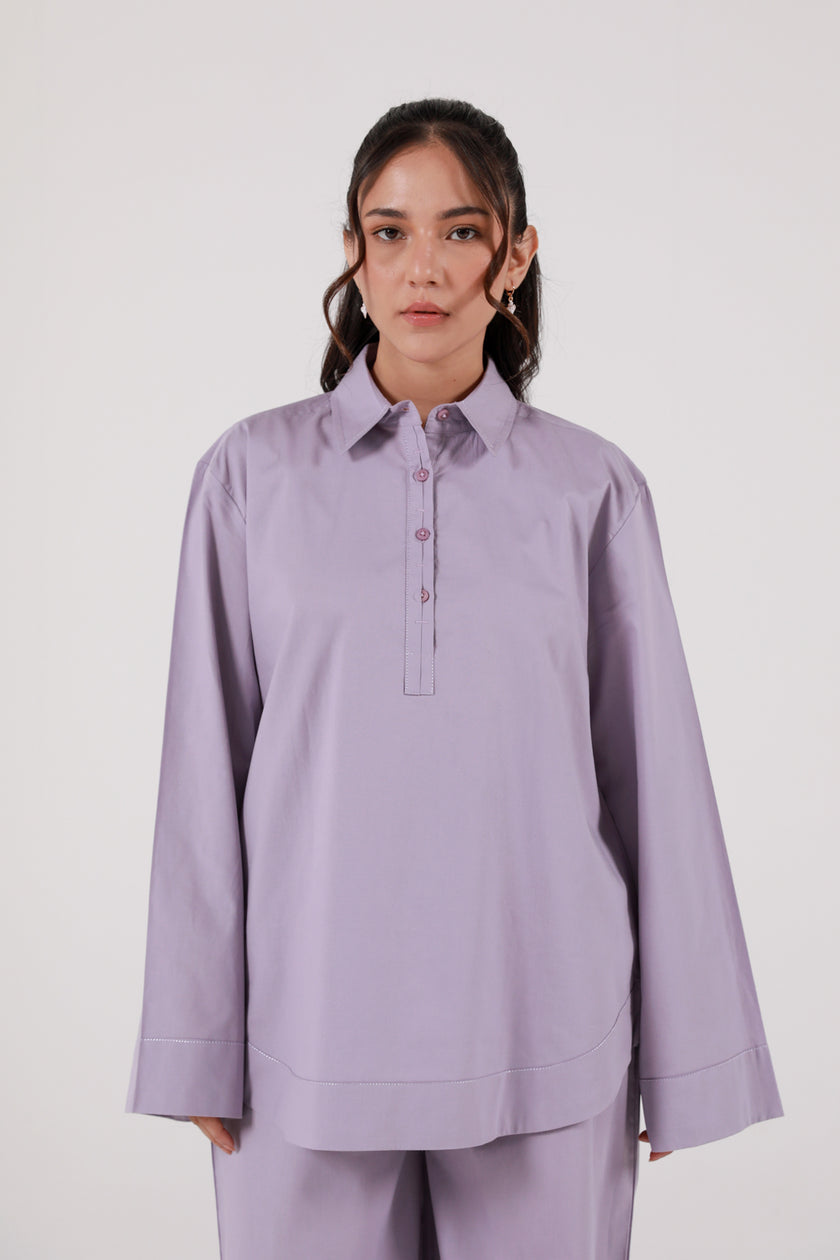 OVERSIZED HALF PLACKET TOP
